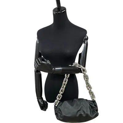 Pre-owned Bottega Veneta Black Silver Leather Handbag Pouch Shoulder Bag ()