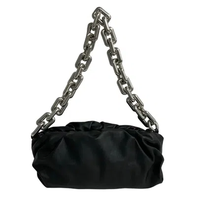 Pre-owned Bottega Veneta Black Silver Leather Handbag Pouch Shoulder Bag ()