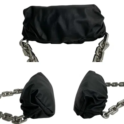Pre-owned Bottega Veneta Black Silver Leather Handbag Pouch Shoulder Bag ()