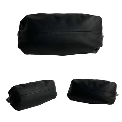 Pre-owned Bottega Veneta Black Silver Leather Handbag Pouch Shoulder Bag ()
