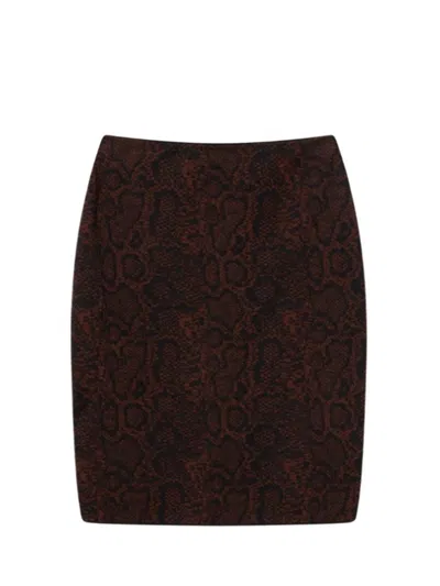 Stella Mccartney Snake Print Calf-length Jacquard Skirt In Brown