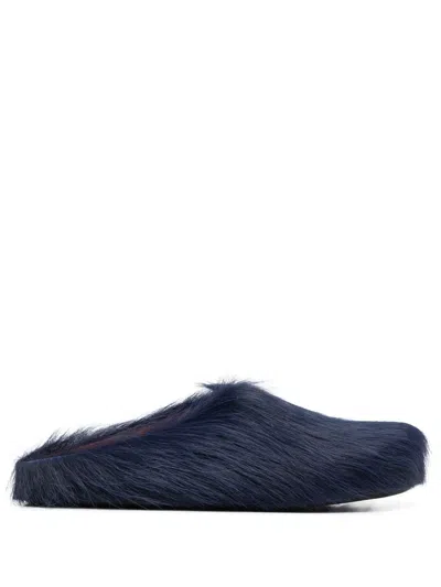 Marni Faux Fur Flat Sole Slippers In Animal Print