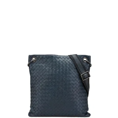 Pre-owned Bottega Veneta Navy Black Leather Shoulder Bag ()