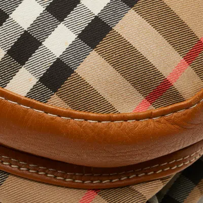 Pre-owned Burberry Beige Multi-color Canvas Leather Shoulder Bag ()