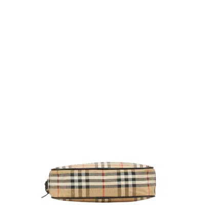 Pre-owned Burberry Beige Multi-color Canvas Leather Shoulder Bag ()