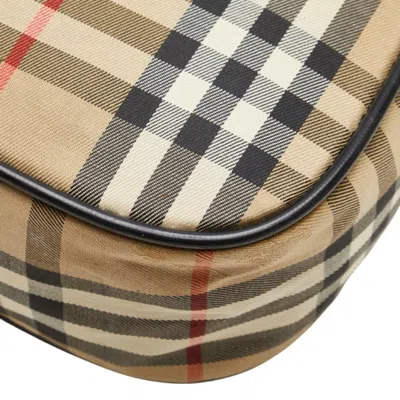 Pre-owned Burberry Beige Multi-color Canvas Leather Shoulder Bag ()
