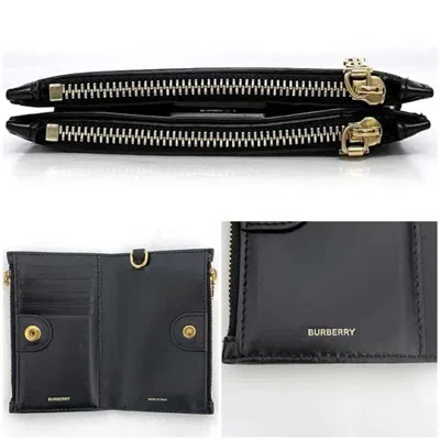 Pre-owned Burberry Black Leather Coin Purse/coin Case ()