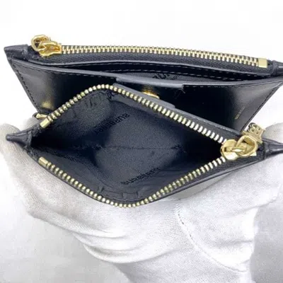 Pre-owned Burberry Black Leather Coin Purse/coin Case ()