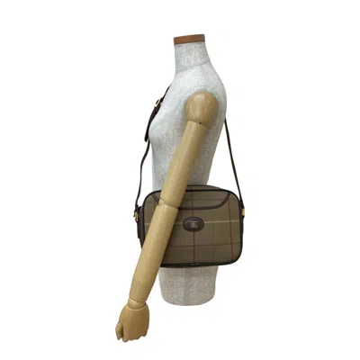 Pre-owned Burberry Brown Khaki Canvas Leather Shoulder Bag ()