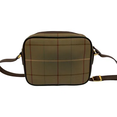 Pre-owned Burberry Brown Khaki Canvas Leather Shoulder Bag ()