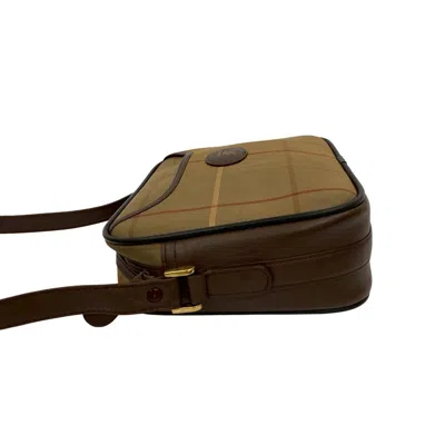 Pre-owned Burberry Brown Khaki Canvas Leather Shoulder Bag ()
