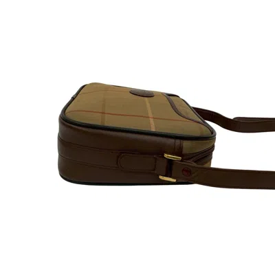 Pre-owned Burberry Brown Khaki Canvas Leather Shoulder Bag ()