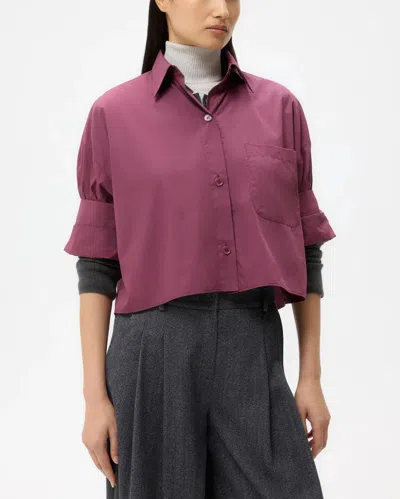 Twp Next Ex Shirt In Super Compact Poplin In Burgundy