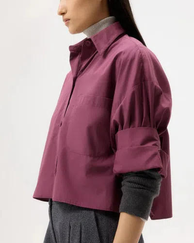 Twp Next Ex Shirt In Super Compact Poplin In Burgundy