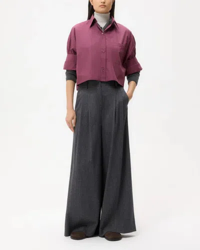 Twp Next Ex Shirt In Super Compact Poplin In Burgundy