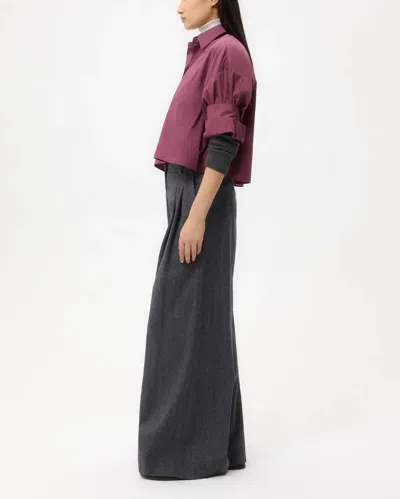 Twp Next Ex Shirt In Super Compact Poplin In Burgundy