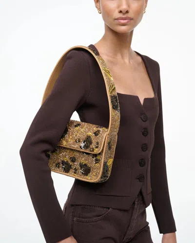 Staud Tommy Beaded Bag Vintage Floral In Brown