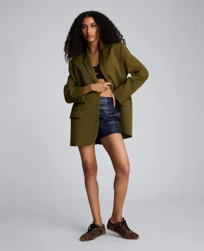 Kenneth Cole Luxe Twill Three Button Boyfriend Blazer In Green