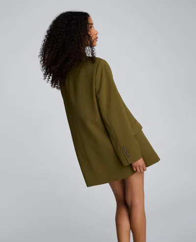 Kenneth Cole Luxe Twill Three Button Boyfriend Blazer In Green