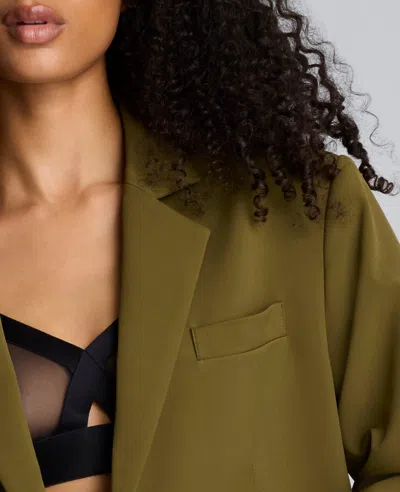 Kenneth Cole Luxe Twill Three Button Boyfriend Blazer In Green