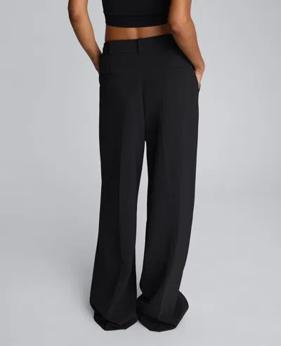 Kenneth Cole Luxe Twill Wide Leg Pleat Front Pant In Black