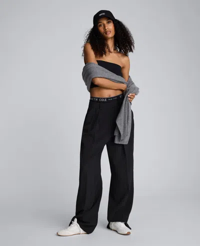 Kenneth Cole Luxe Twill Wide Leg Pleat Front Pant In Black