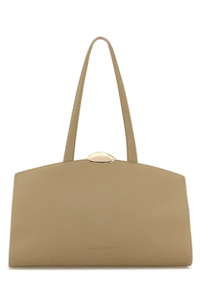 Benedetta Bruzziches Beige Leather Serena Shopping Bag In Brown