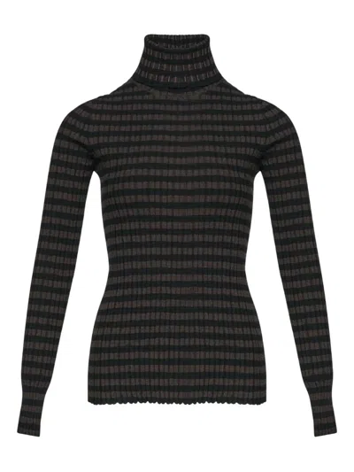 Mm6 Maison Margiela Ribbed Knit Turtleneck T-shirt In Black