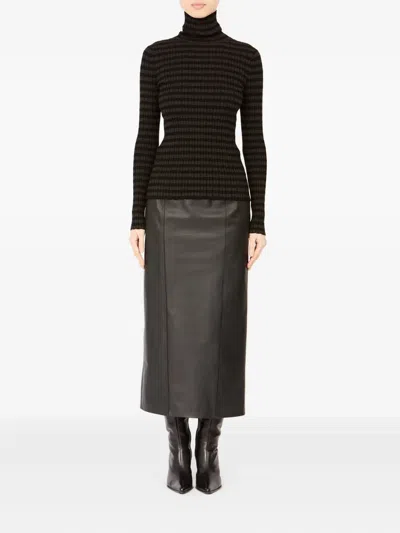 Mm6 Maison Margiela Ribbed Knit Turtleneck T-shirt In Black