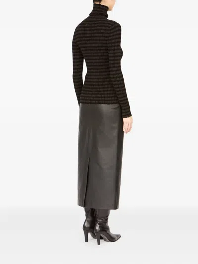 Mm6 Maison Margiela Ribbed Knit Turtleneck T-shirt In Black