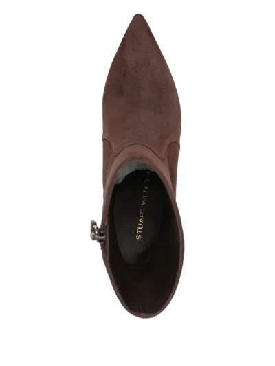 Stuart Weitzman Brown Suede Ankle Boots In Burgundy