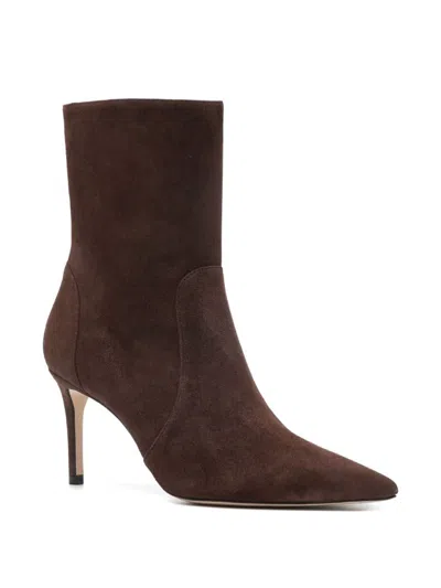 Stuart Weitzman Brown Suede Ankle Boots In Burgundy