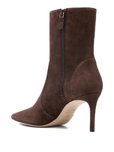 Stuart Weitzman Brown Suede Ankle Boots In Burgundy