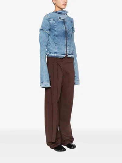 Ottolinger Blue Drape Collar Denim Jacket In Blue