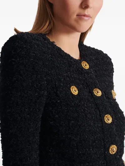 Balmain Buttoned Tweed Jacket In Black