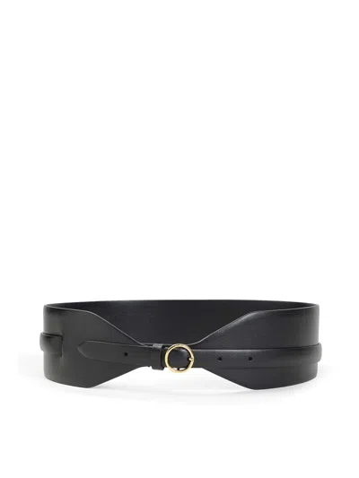 Alaïa Large Calf Leather Belt With Gold-tone Buckle In Black