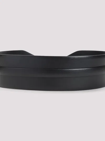 Alaïa Large Calf Leather Belt With Gold-tone Buckle In Black