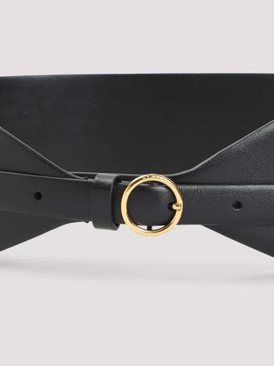 Alaïa Large Calf Leather Belt With Gold-tone Buckle In Black