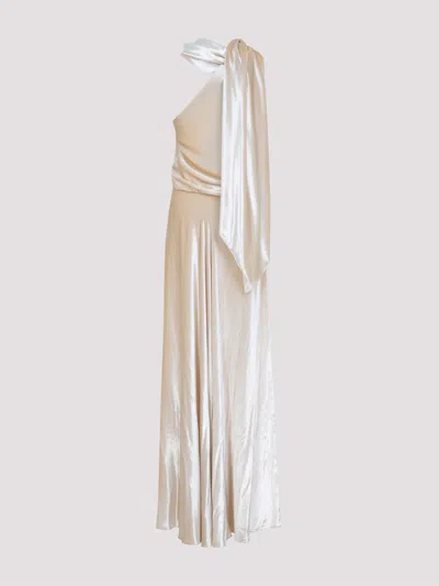 Alberta Ferretti One-shoulder Maxi Dress With Draped Sleeve In White