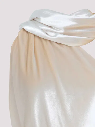 Alberta Ferretti One-shoulder Maxi Dress With Draped Sleeve In White