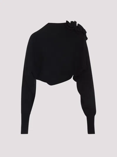 Alberta Ferretti Bottega Veneta Pale Meringue Cotton T-shirts And Polos In Black