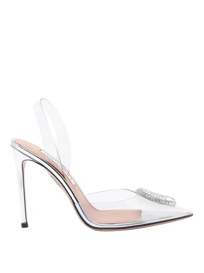 Aquazzura Crystal Embellished Pointed Toe Pumps In White