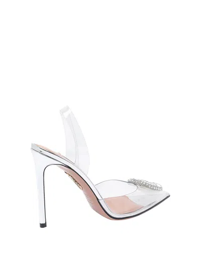 Aquazzura Crystal Embellished Pointed Toe Pumps In White