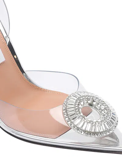 Aquazzura Crystal Embellished Pointed Toe Pumps In White