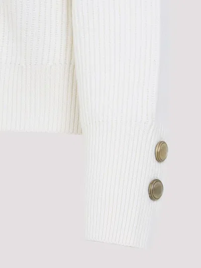Brunello Cucinelli Sequined Cotton-blend Polo Sweater In White