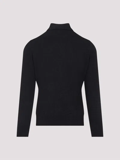 Brunello Cucinelli Grey Long Sleeves Wool Polo In Black