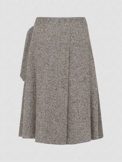 Brunello Cucinelli Virgin Wool Midi Skirt In Brown