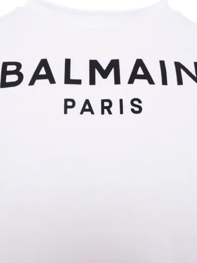 Balmain Logo-print Cotton Sweatshirt In White