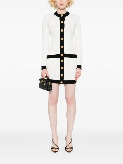 Balmain Two-tone Cardigan In White