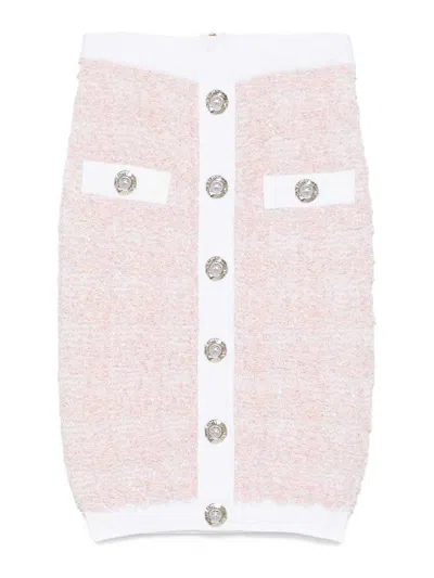 Balmain Tweed Pencil Skirt In Nude